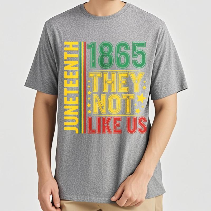 Unisexs tshirt Cotton Shirt Black Summer For Him Tshirt Juneteenth 1865 They Not Like Us Short Sleeve Solid Color ONeck Tees