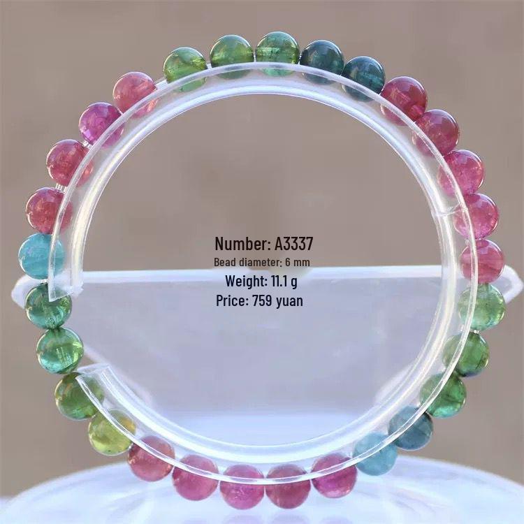 Colorful Brazilian Tourmaline Beaded Bracelet for Women - Candy Color Couple Jewelry Accessory