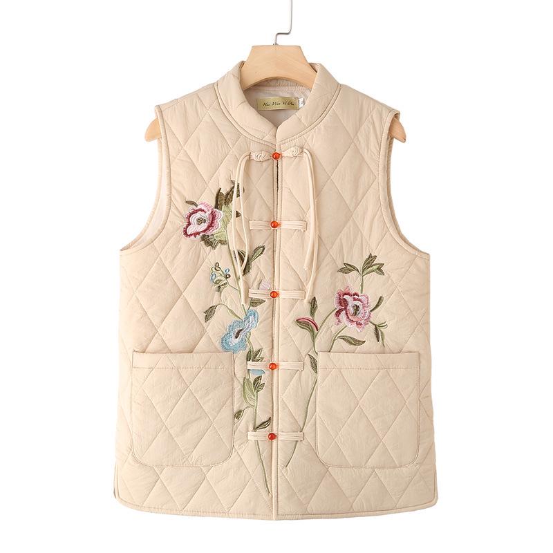 Women's Plus Size Thickened Down Cotton Vest for Autumn/Winter - Sleeveless Jacket for Middle-Aged and Elderly