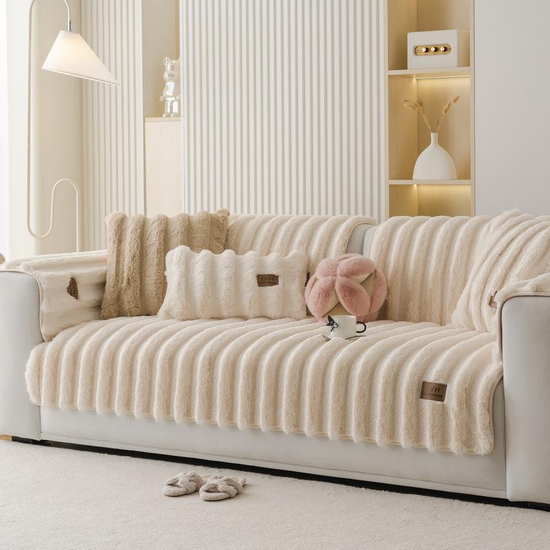 Cream Wind Rabbit Rabbit Velvet Sofa Cushion Autumn And Winter Plush Cushion Thickened Premium Non-Slip Leather Sofa Cover Cover Cloth Towel