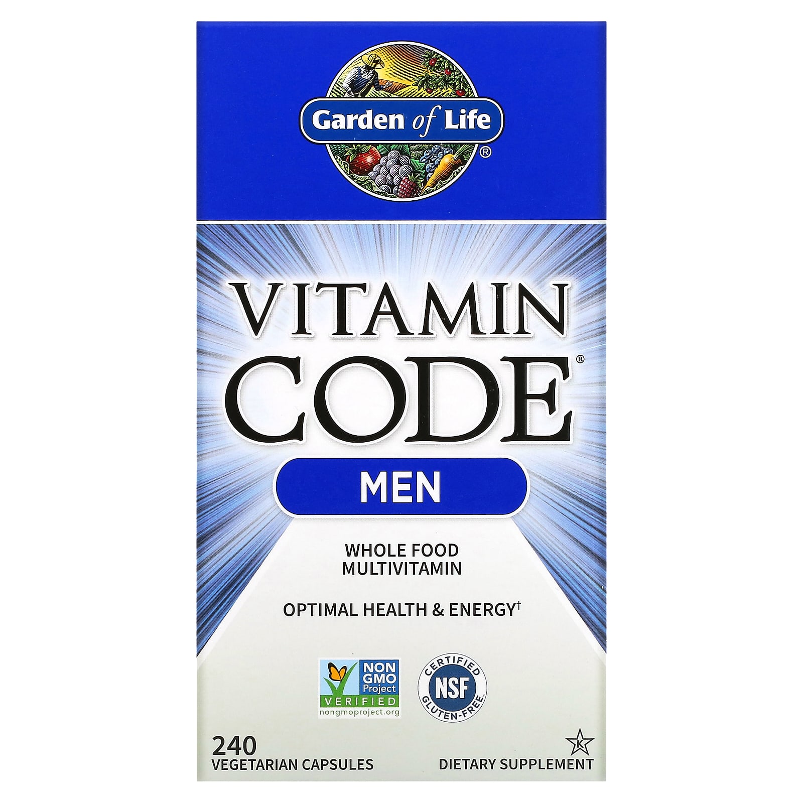

Garden of Life, Vitamin Code, натуральні харчові мультивітаміни для чоловіків, 240 рослинних капсул