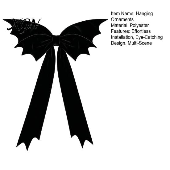 Christmas Tree Hanging Decor Halloween Bat Bow Garden Decor, Topper Ornament Versatile Party Supplies for Party, Spooky Holiday Decoration,