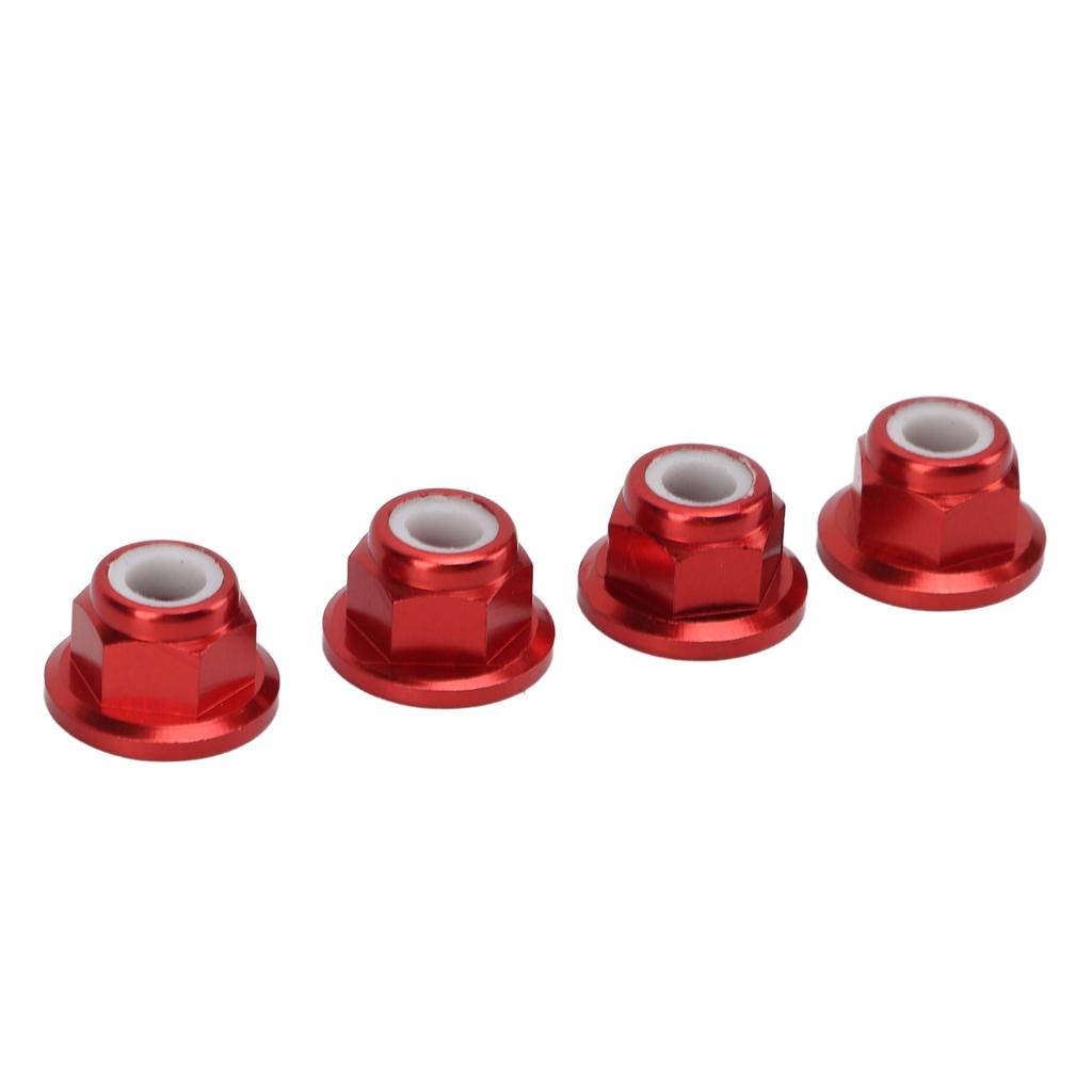 4Pcs RC Car Nuts M4 Aluminum Alloy 4mm Inner Diameter RC Car Accessory for 1   10 Remote Control VehicleRed