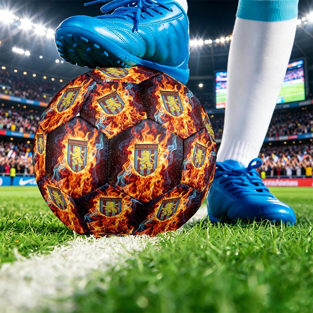 Pallone da Calcio Aston Villa Stampato Taglia 5, Pallone da Calcio Antiscivolo per Partite Adulti, Souvenir per Tifosi di Calcio