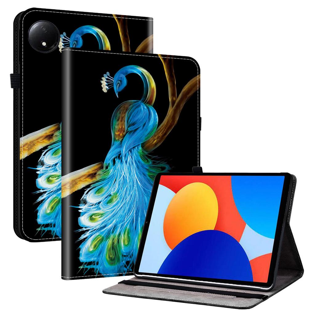 Für Xiaomi Redmi Pad SE 4G 8,7 Zoll Lederhülle Muster bedruckt Ständer Tablet-Hülle mit Kartenfächern