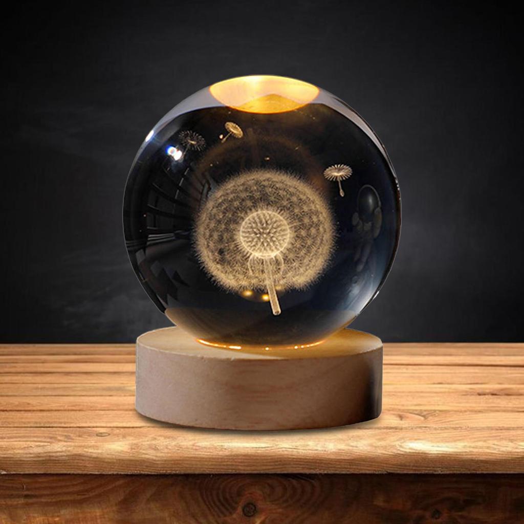 Ball Night Light with Resin base Decorative Ornaments for Christmas Desktop Living Room Restaurant