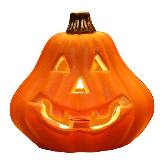 Halloween Pumpkin Lamp Spooky Light Up Pumpkin Figurine Glowing Decorative Pumpkin with LED Light for Haunted House Halloween Home Garden Decor