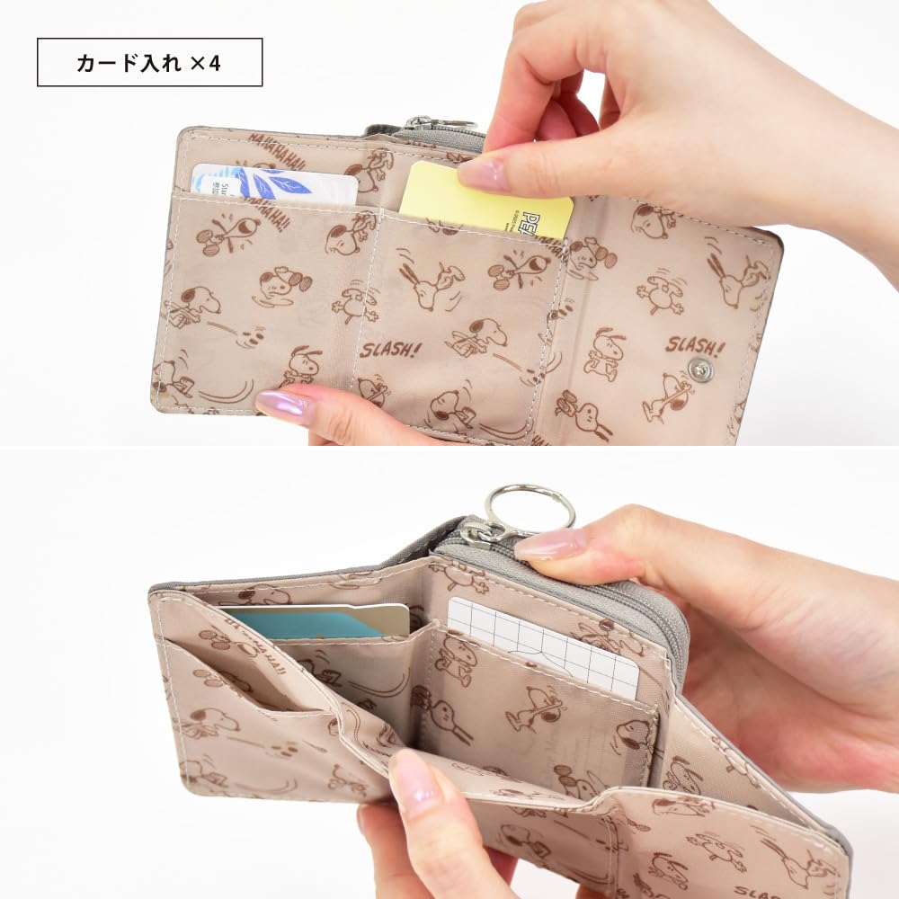 Snoopy Tri-fold Wallet with Bill and Coin Compartment, Exterior Divider, for Women, Commuting, School, Travel, Adults, Students, and Kids, Cute