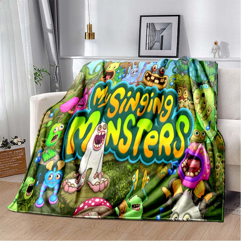 Benim şarkı söyleyen canavarlar video oyunu karikatür yumuşak peluş battaniye, pazen battaniye oturma odası yatak odası yatak kanepe piknik için battaniye atmak