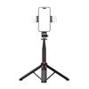 Aluminum Alloy Extendable Selfie Stick Tripod 1.3m with Dual Lights & Phone Holder - Black