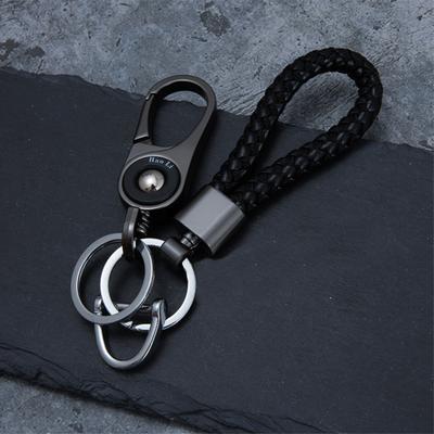 Men's Braided Leather Keychain with Metal Clip and Multiple Key Rings Durable Stylish Key Holder for Car Keys and Accessories
