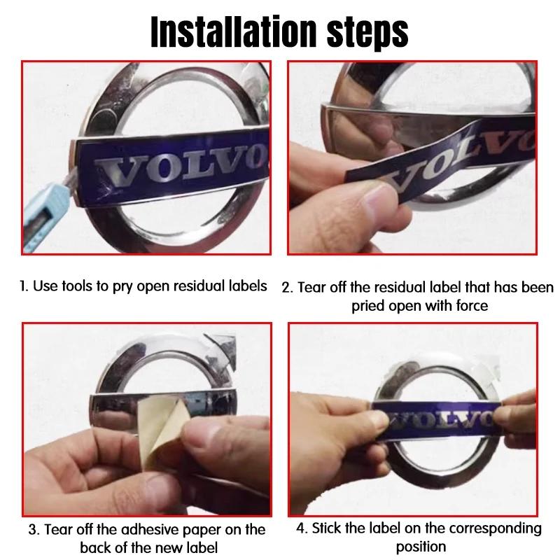 Car Front Grille Steering Wheel Logo Sticker Decoration Accessories For Volvo XC90 S60 V40 XC60 S80 S40 V70 V50 S90 T6 V60 V90