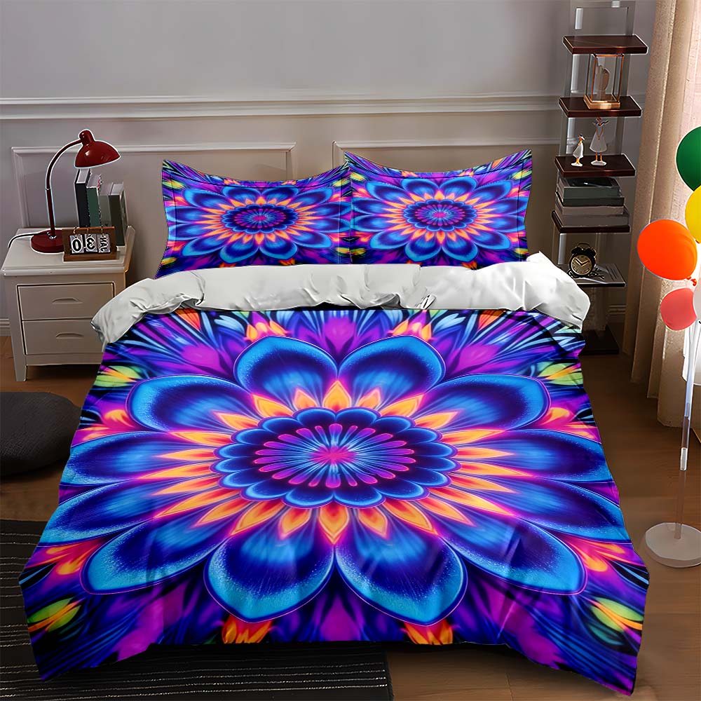 

Colorful floral symmetry Bedding Duvet cover sets Duvet covers Pillowcases gifts (1 * Duvet Cover 2 * Pillowcases, without duvet insert) 135x200cm