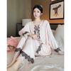 Contrasting Lace Splicing Light Luxury Elegance Pajamas Women's Ice Silk Silk Autumn and Winter Long-sleeved Comfortable Loungewear Set