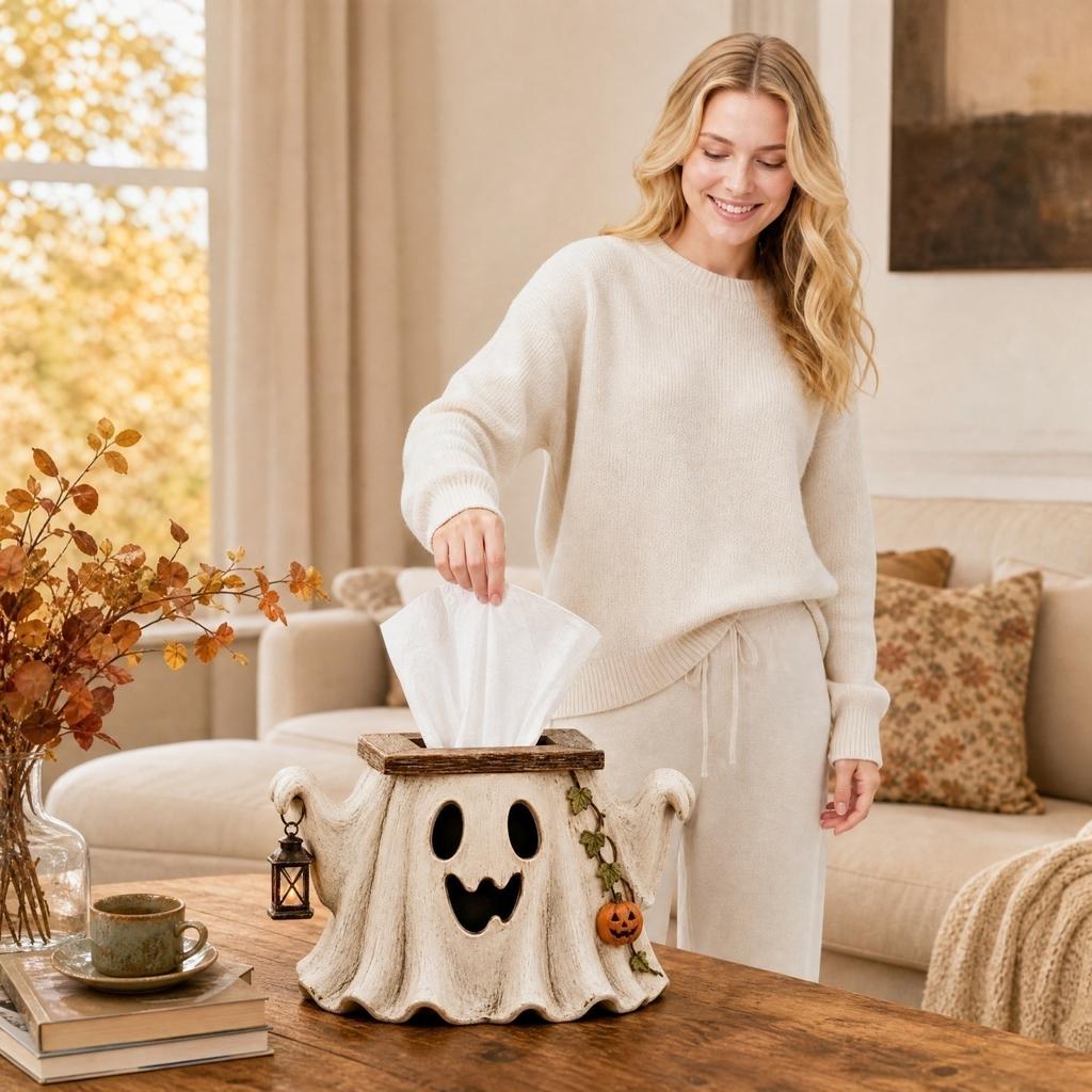 Halloween Tissueboxhoes - Grappige Gezicht Servethouder voor Badkamer, Keuken en Feestdecoratie