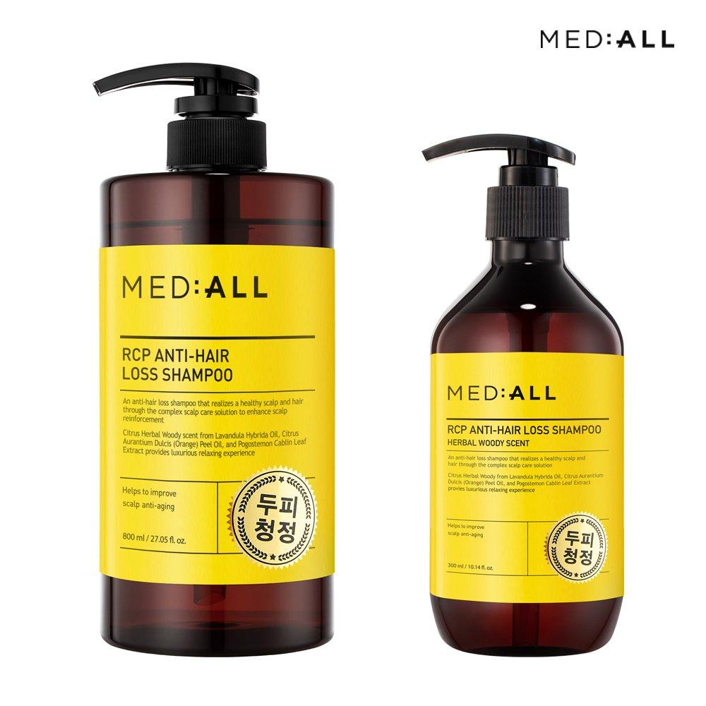 

MED:ALL Scalp Cleansing Hair Loss Dandruff Relief Mildly Acidic Shampoo 800ml+300ml Woody Herbal Fragrance