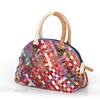 Genuine Leather Hand-Woven Cowhide Contrasting Color Casual Retro Handbag Single Shoulder Women'S Bag Crossbody