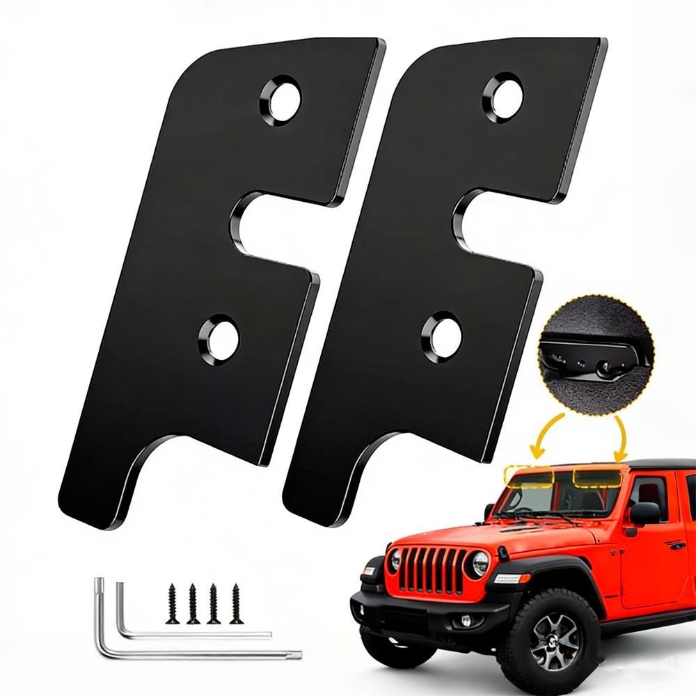 For 2018-2025 Jeep Wrangler JL Two-Door to Four-Door Models Black Sun Visor Repair Kit Aluminum Alloy Rust-Proof Material