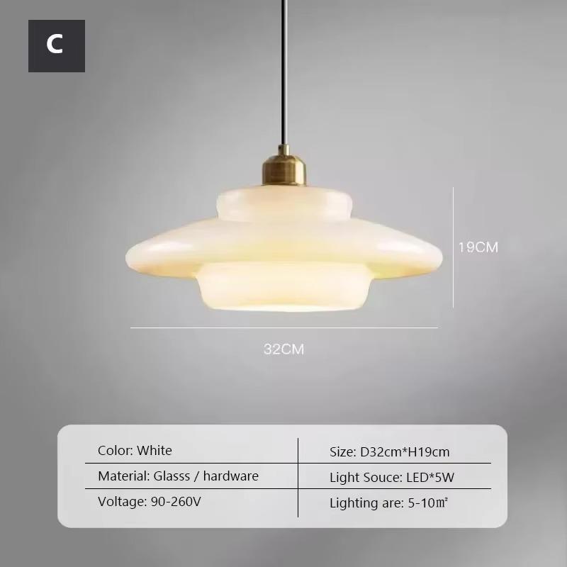 Nordic Cream Wind Glass Pendant Light Art Decorative Hanging Lamp For Kitchen Island Dining Room Bedside Modern LED E27 Fixture
