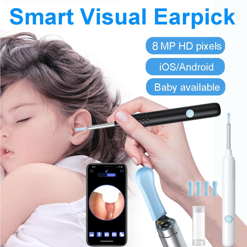 Smart Visual Earpick Ear Wax Removal Tool 800W Pixel Camera HD Endoscope Ear Clearn Led Light Wireless Otoscop Ear Pick