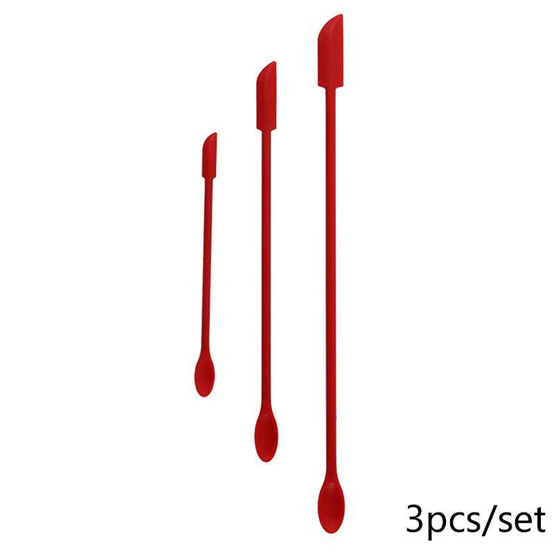 3Pcs Lengthened Silicone Scraper Double-Head Cosmetic Jam Deep Bottle Scraper Mini Spatula Set For Kitchen Storage Jar Use