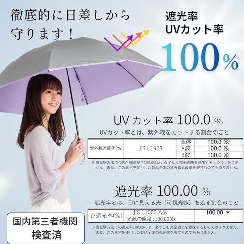 LIEBEN-0804 (Silver/Black) 60cm Folding Parasol for Sun and Rain, UV Protection, 100% Light Blocking, Heat Shielding, Tri-Fold, for Men and Women