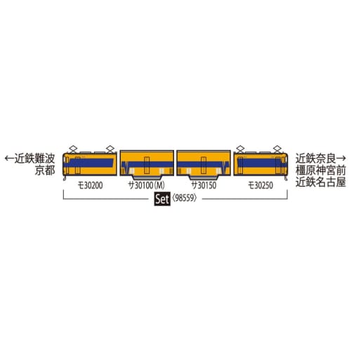 TOMIX N Gauge Kintetsu Railway 30000 Series Vista Car Set 98559 Model Train