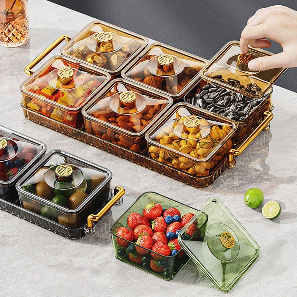 Waterproof Divided Serving Dishes Translucent Fruit Storage Tray Plastic Dried Fruit Plate Bedroom