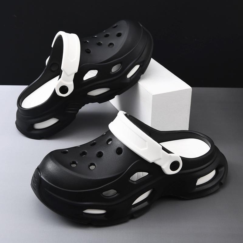 Thick-soled heightening eva soft-soled hole shoes for women to wear outside on the beach in summer, two indoor bag head sandals for couples