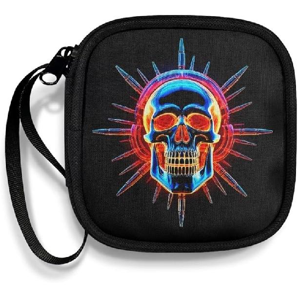 Mushrooms and Moon Carrying Earphone Case Pouch Storage Bag Holder-Earbud Case Headphones Storage Bag Pouch for Headphone, Bluetooth