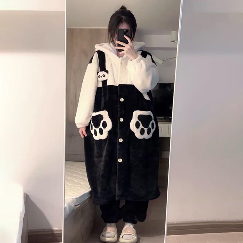 OEING Women s Winter Coral Fleece Panda Pajama Set XXL