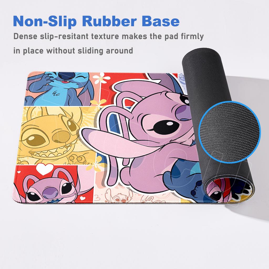 New Anime Mousepad Stitch And Angel Cute Office Deskmat 90x40cm Large Cartoon Gamer Cabinet Carpet Non-slip Keyboard Accessories