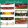 Large Merry Christmas Banner Sign With Vibrant Santa And Festive Gift Patterns For Home Decoration
