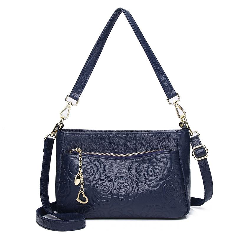 Echtes Leder Damentasche Feiya Lederwaren Erste Schicht Rindsleder Modische Rose Geprägte Einzelne Schulter Umhängetasche Tragbare Kleine Quadratische Tasche