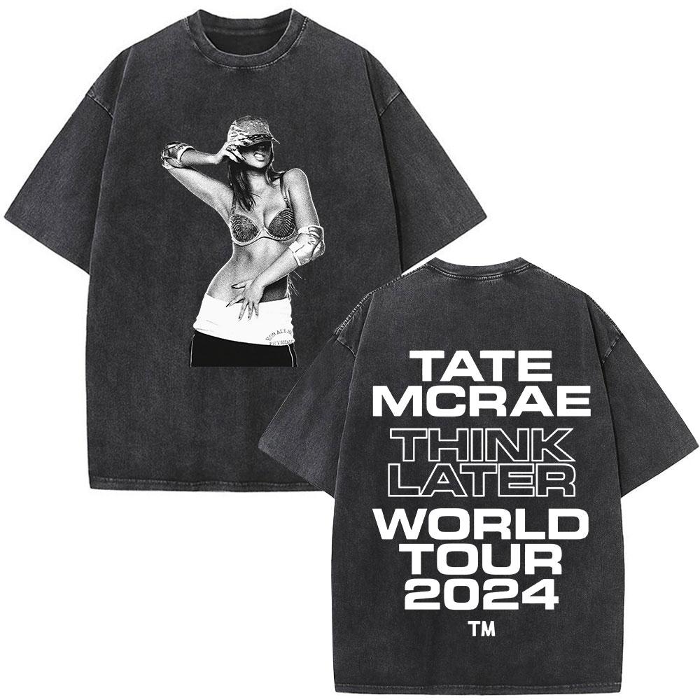 Tate McRae So Close To What  Album Tour Washed Tshirt Men Women Cotton Short Sleeve Summer Vintage T Shirt Tops Fans Gift
