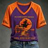 Women's Fashion Casual Halloween Print T-Shirt Neck Pullover Top for Fall Outfits