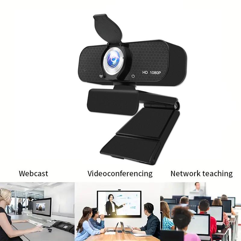 1080P Full HD Webcam with Built-in Microphone, USB Connection Fixed Focus Ideal for Work, Study Gaming & Streaming Video Capture