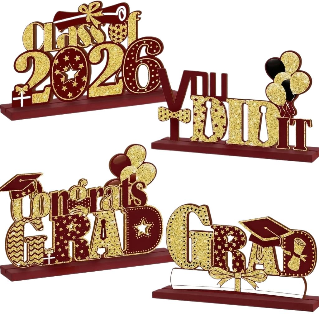 Center Decoration For The Graduation Desk, Wooden Desk Decoration For The Class Of 2026