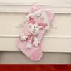 Festive Santa Claus Reindeer Christmas Stocking Pouches Pink Cartoon Roof Design with Santa Hat Scarf, Christmas Decorations