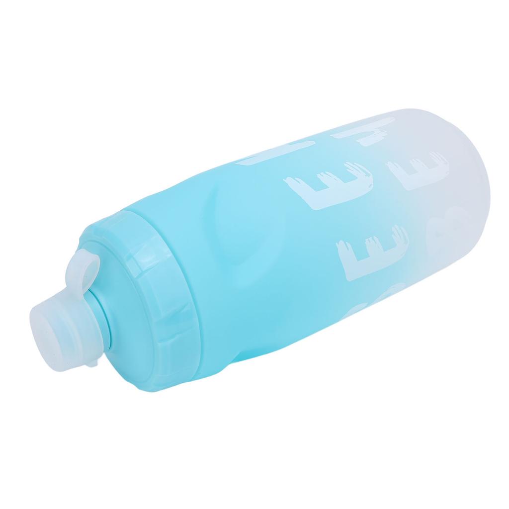 Cycling Water Bottle 650ml PP5 TPE Leak Proof Squeeze Water Bottle with Silicone Dust Cover for Outdoors Sports Fitness Running Gradient Blue White