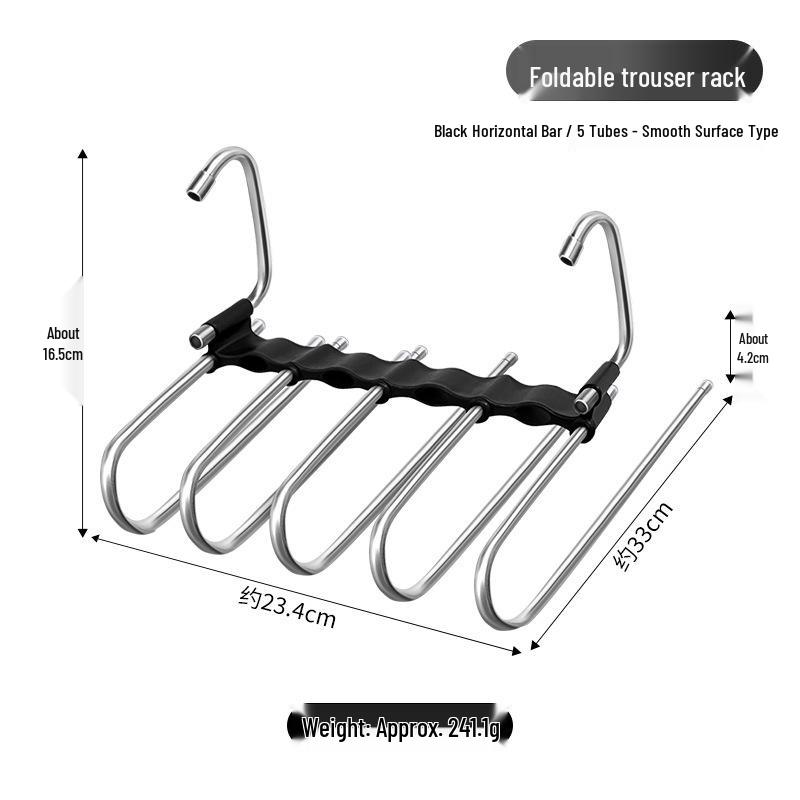 Versatile Multi-Layer Folding Clothes & Pants Rack, Use Horizontally/Vertically with Seamless Clips for Wardrobe & Scarves.