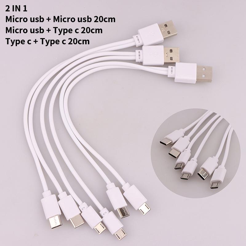 1Pc 2 In 1 Usb Male To Micro Usb/Type-C Splitter Data Transfer Charging Cable For For Android Smartphones Tablet Dual Micro Usb