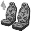Gothic Skull Car Seat Covers Highback Bucket Seat Cover Universal Front Bucket Seat Cover,2pcs Universal Fit, Halloween Bat Auto Accessories