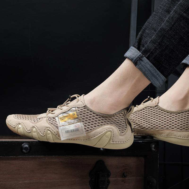 Мужская повседневная обувь из свиной кожи с резиновой мягкой подошвой и большой дышащей — фото 12