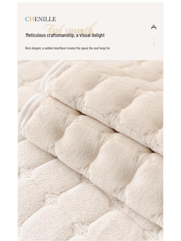 Luxurious Anti-slip Plush Sofa Cover with Armrest Towel
