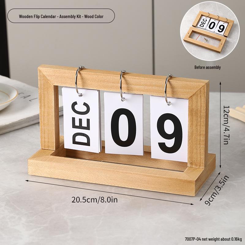 Perpetual Wooden Flip Calendar: Home and Desk Decor