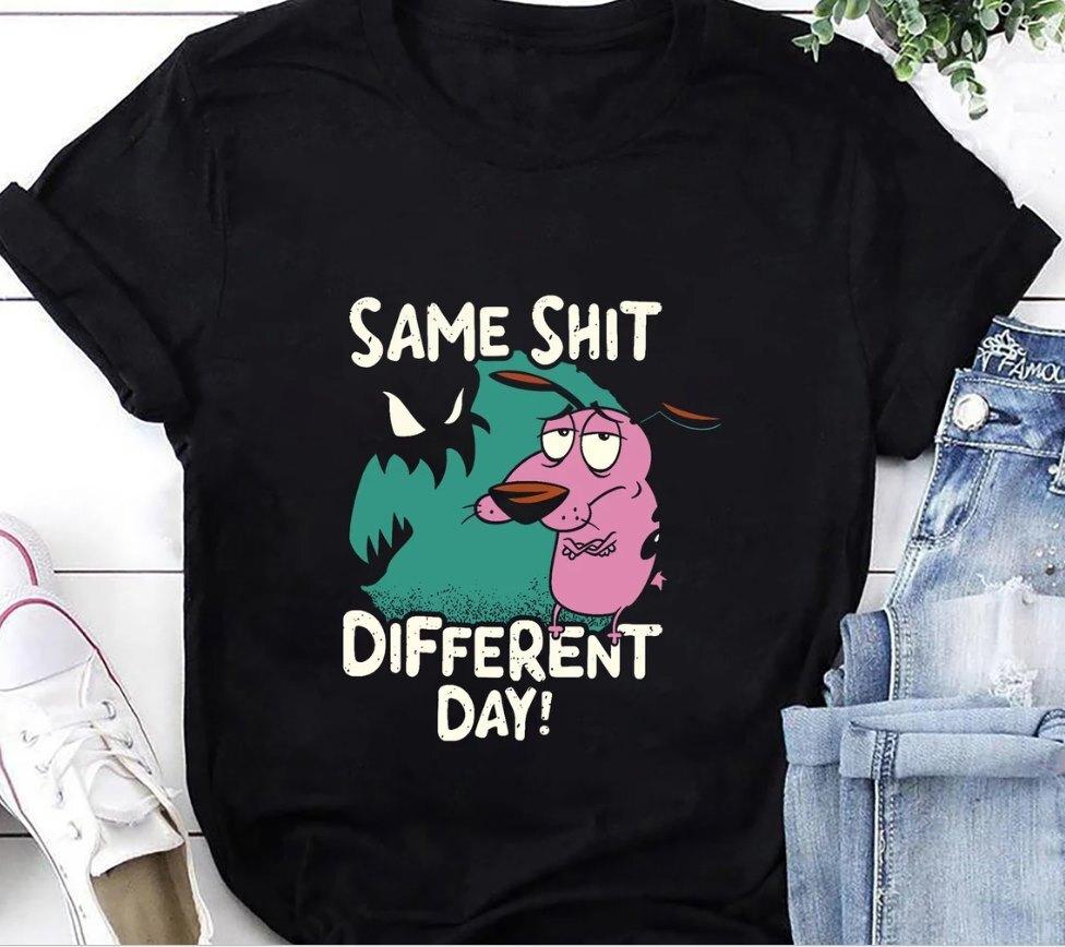 Забавная футболка Courage The Cowardly Dog, топы, футболка, футболка Courage The Cowardly Dog L