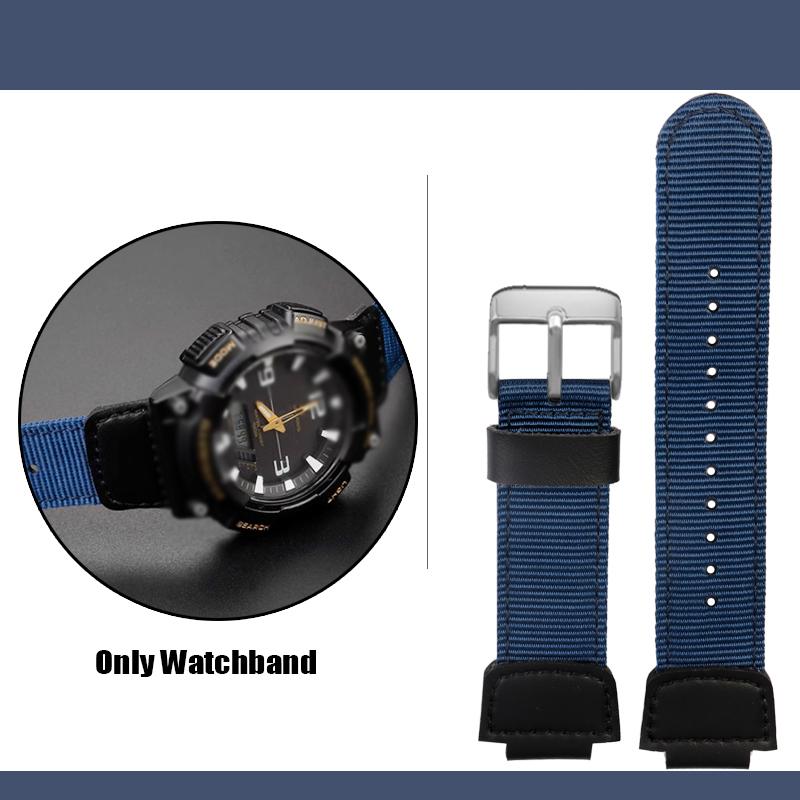 

For Casio nylon strap W-735H AE-1200WH SGW-300/400H/500H AQ-S810W AE-1000/1300 MRW-200H Convex 16 18mm Canvas Silicone Watchband 18mm