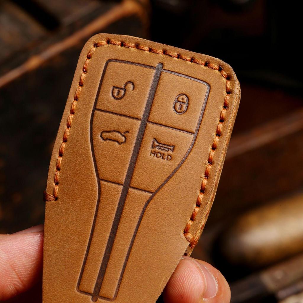 Husă cheie auto Hongqi - piele Crazy Horse, compatibilă cu modelele H5, H7, H9, HS7, HS9