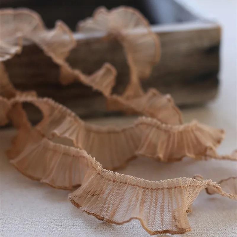 

2 Ярда/182см Белые Черные Кружевные Ткани с Рюшами Для Одежды Дома Свадебный Аксессуар Декор Букета Ручная Работа Швейная Отделка коричневый